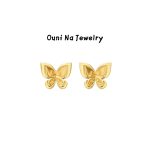 S925 Sterling Silver Plated 14K Gold Double Layer Butterfly Earrings Women's Classic Mini Light Luxury Glazed Butterfly Middle Butterfly Earrings Ouni Na