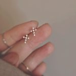 S925 Sterling Silver Plated 14K Gold Mini Simple Light Luxury Cross Diamond Earrings Japanese Style Earrings Ouni Na