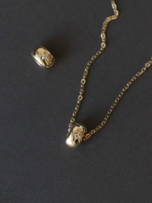 Star Mount S925 Sterling Silver Plated 18K Gold Bean Transfer Bead Pendant Pendant Minimalist with Clavicle Chain Necklace ins Wind HME