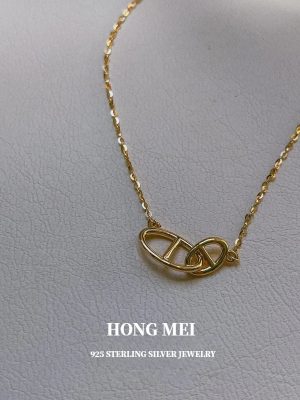 S925 Sterling Silver Plated 14K Gold Classic Pig Nose Necklace Women's Design Fashion Versatile Ins Style Clavicle Chain