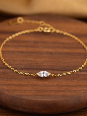 S925 Sterling Silver Shiny Horse Eye Diamond Bracelet Women's Light Luxury Simple Design Exquisite Foundation All-match Stacked Wearing Bracelet