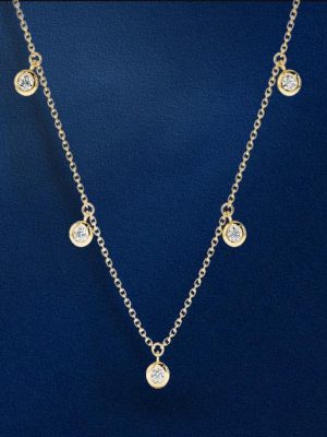 S925 Sterling Silver Plated 18k Gold Classic Bubble Zircon Pendant Necklace Women's Clavicle Chain Minimal Wind Detailed Mini HME