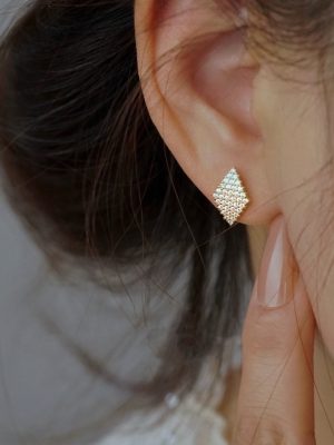 London Girls S925 Sterling Silver Plated 14K Gold Earrings Women's Full Diamond Inlay Light Luxury Exquisite Diamond Earrings Ouni Na
