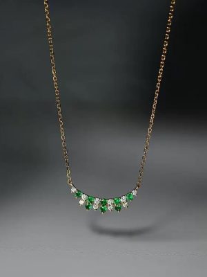 925 Sterling Silver Plated 18K Gold Emerald Zircon Pendant Necklace Valuable Clavicle Chain Retro High-grade Necklace for Women