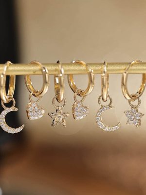 "Little Romance" S925 Sterling Silver Plated 18K Gold for Daily Improvement of Temperament Flash Zirconium Earrings Earrings DIY with HME