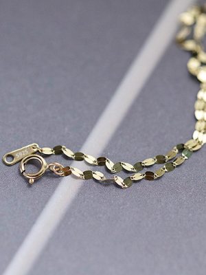 S925 Sterling Silver Plated 14K Gold Kiss Lip Bracelet Sparkling, Glitter Small Sequins Simple