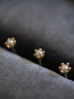 S925 Silver Plated 14K Gold Beads Pearl Exquisite Gentle Mini Earrings Minimalist Versatile Basic HME