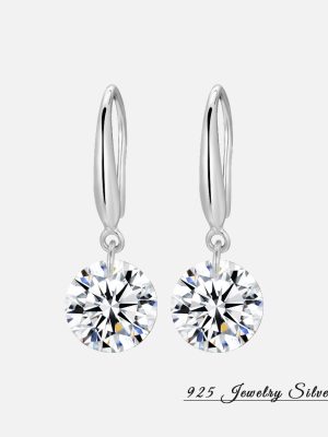 Fashion classic single diamond zircon earrings 925 sterling silver high-grade all-match irregular ear hook ladies wholesale