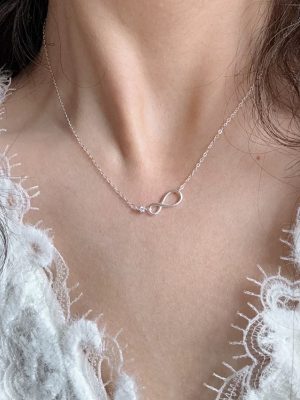 S925 Sterling Silver Plated 18K Gold Unlimited Symbol 8-Character Zircon Necklace Women's Simple Girly Atmosphere Clavicle Chain