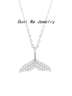 S925 Silver Plated 14K Goldfish Tail Necklace Women's High-grade Light Luxury Commuting Versatile Diamond Clavicle Chain Ouni Na