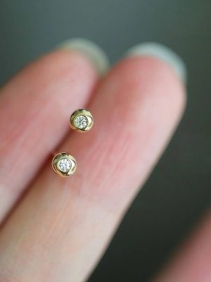 S925 Sterling Silver Plated 18K Gold Mini Bubble Drill Earrings Women's Minimalist Versatile Commuter Exquisite High-end Ear Accessories