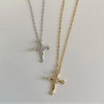 Cross Sterling Silver Plated 14K Gold Necklace Women's Design Light Luxury Elegant Pendant Exquisite High-grade Clavicle Chain Female Ouni Na