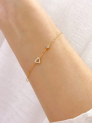 All-body S925 Sterling Silver 14K Gold Plated Bracelet Women's Love Design Simple Exquisite Temperament All-match Bracelet HME
