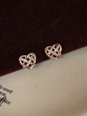 S925 Sterling Silver Gold Plated Heart Signal Love Flash Diamond Earrings Design All-match Temperament Sweet Earrings HME