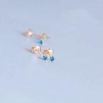 S925 Sterling Silver Plated 14k Gold Sea Blue Zirconium Small Earrings for Men and Women Cold Wind All-Match Couple Multi-Ear Holes Ear Bone Nails Ouni Na