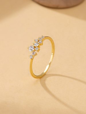S925 Sterling Silver Hot Sale High-grade Simple Japanese Style Light Luxury Zirconium Star Ring Irregular Flash Diamond Ring