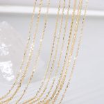 S925 Sterling Silver Plated 14K Gold Classic Simple Versatile Necklace Extremely Fine Adjustable Clavicle Chain Cross Chain Base Chain Ouni Na