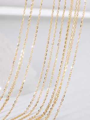 S925 Sterling Silver Plated 14K Gold Classic Simple Versatile Necklace Extremely Fine Adjustable Clavicle Chain Cross Chain Base Chain Ouni Na