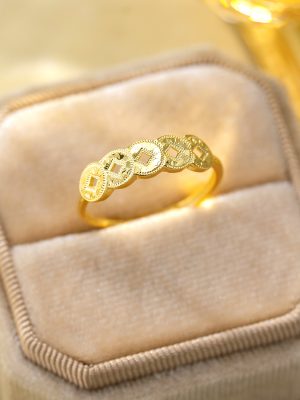 S925 Sterling Silver Money Duoduo Money Copper Ring New Chinese Style National Tide Crushed Ice Five Imperial Coins Fashion CNC Ring
