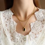 color: P1015-Large Double Layer Gold Necklace