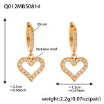 color: Q012-Gold Cutout Heart Zircon Earrings
