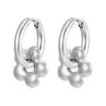 color: 2.5*12 Plain Ring Five-petal Flower Steel Color Ear Cuff