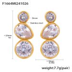 color: F1664-Gold Drop Zircon Earrings