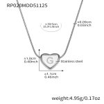 color: RP020-G Letter Steel Color Necklace 39+5cm
