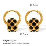 color: EH836BKRG Black Rhinestone Gold Earrings