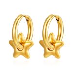 color: 2.5*12 Plain Ring Five-pointed Star Polished Gold Ear Cuff
