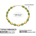 color: TXP601-Green Color Resin Gold Necklace -42+5cm