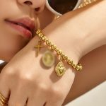 OL Simple Commute Advanced round Beads a String of Beads Multi-Pendant Bracelet Stainless Steel 18K Gold Plated Bracelet