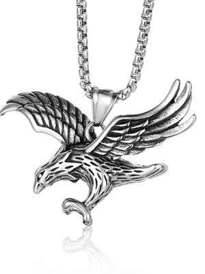 Eagle Personalized Punk Pearl Chain Necklace Stainless Steel Vintage Pendant Ornaments Russia