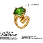 color: A091-Gold Green Zircon Ring / size: US 7