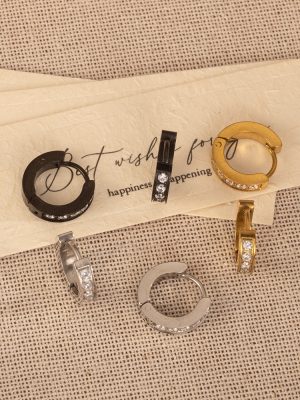 Rhinestone Earrings Stud Earrings Cross Hand Flash Piece Unisex Hip-Hop Street Design