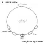 color: P1229-Steel Color Full Pave Cube Zircon Necklace 40+5cm