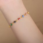 color: E459-Colorful Enamel Gold Bracelet -18+4cm