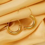 Stainless Steel 18K Gold Hoop Earrings Female Circle Earrings Cold Plain Decoration