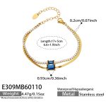 color: E309-Gold Blue Zircon Bracelet 17+5cm