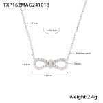color: TXP162-Steel Color 8 Letter Bow Set with Zircon Necklace