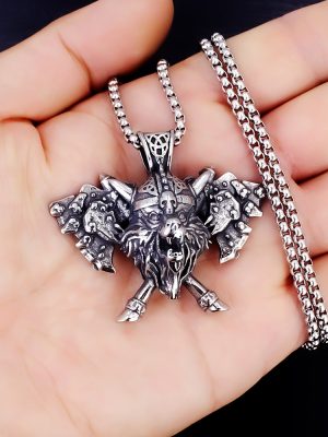2026 New Retro Men's Pendant Axe Armor Stainless Steel Necklace Vikings Aoding Combat Clothes Pendant