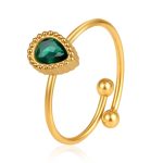 color: Drop Zircon Ring Green Rhinestone / size: Open Adjustable