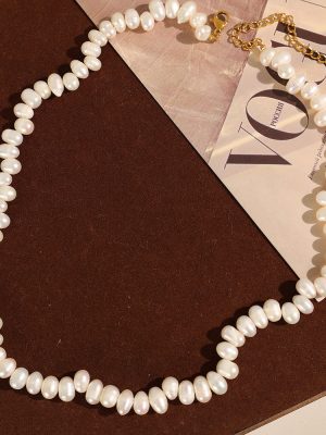 French Advanced Ornament Vintage Natural Pearl Necklace Light Luxury Rice Beads String