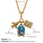 color: PJ832G-XL574.7MM Double Clasp Square Necklace