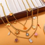 New Creative Halloween Series DIY Pendant Necklace Stainless Steel 18K Gold Plating Necklace