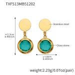 color: TXF513-Light Green Color Faceted Stone Gold Earrings