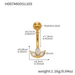 color: H007-Gold Post Length 11.4mm Post Thickness 1.55mm