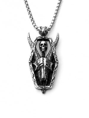 Punk Skull Stainless Steel Pendant Domineering Sheep Skull Necklace Accessory