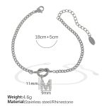 color: SL100 White Rhinestone M Steel Color Bracelet SL100SM