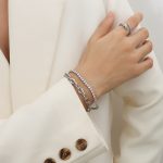 Marka French Personality Chain Starry Zircon Double-Layer Stainless Steel 18K Gold Plated Bracelet for Women